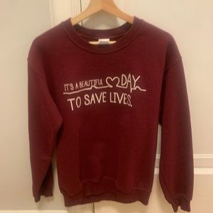 Greys anatomy maroon sweatshirt